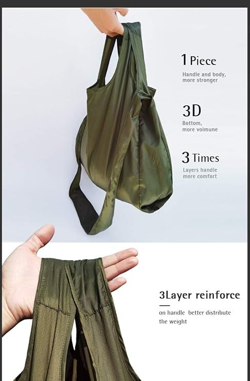 Microbag Minimalist Olive Foldable Shoulder Bag