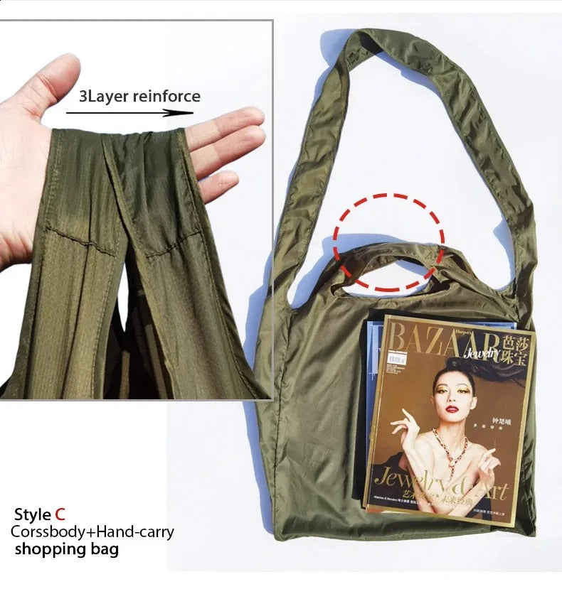 Microbag Minimalist Olive Foldable Shoulder Bag