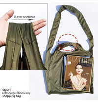 Microbag Minimalist Olive Foldable Shoulder Bag