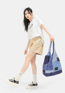 Microbag Denim Patchwork Foldable Bag
