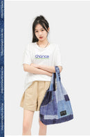Microbag Denim Patchwork Foldable Bag