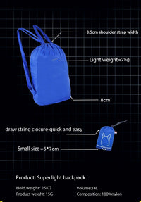 Microbag Electric Blue Foldable Backpack