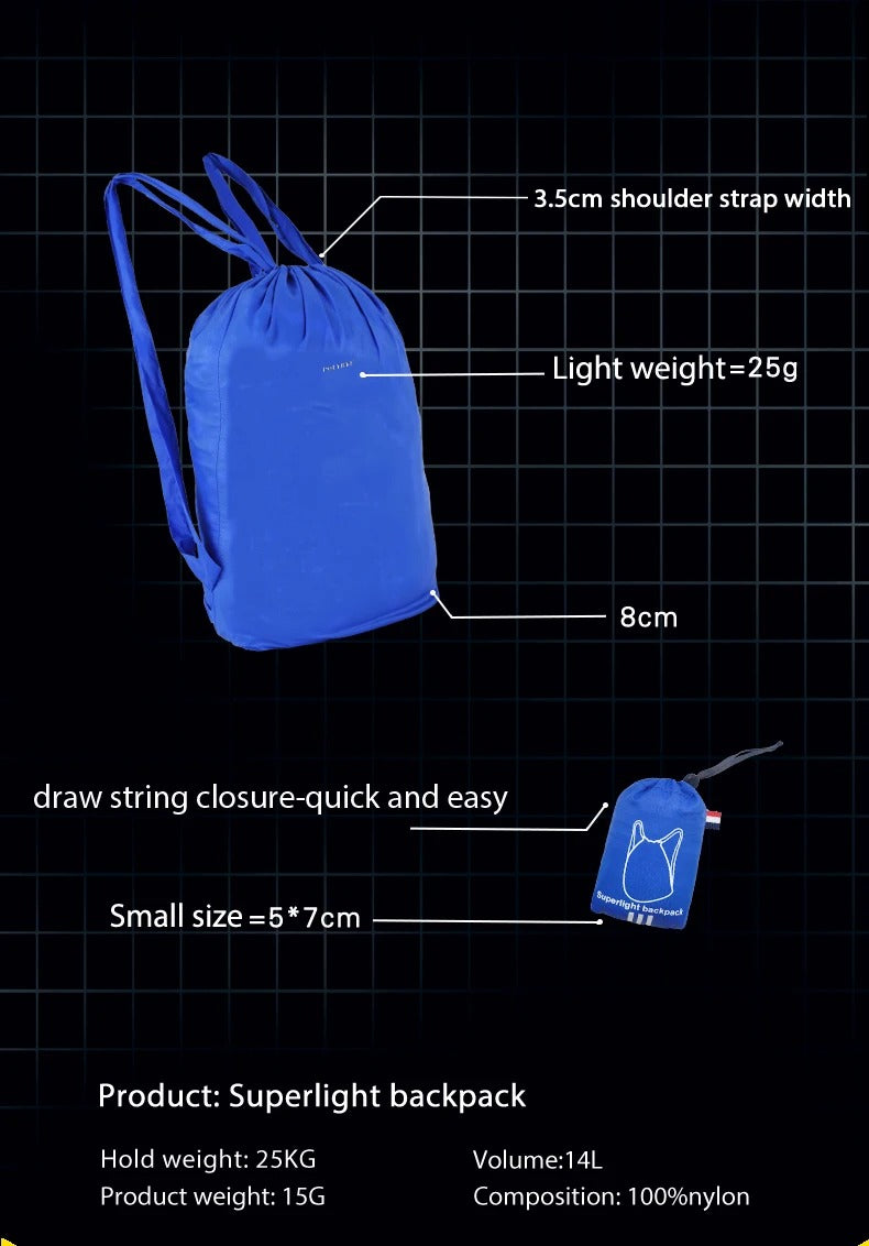 Microbag Electric Blue Foldable Backpack