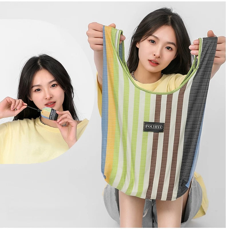 Microbag Pastel Stripe Foldable Bag