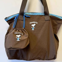 Microbag Peanuts Snoopy Brown Tote Set