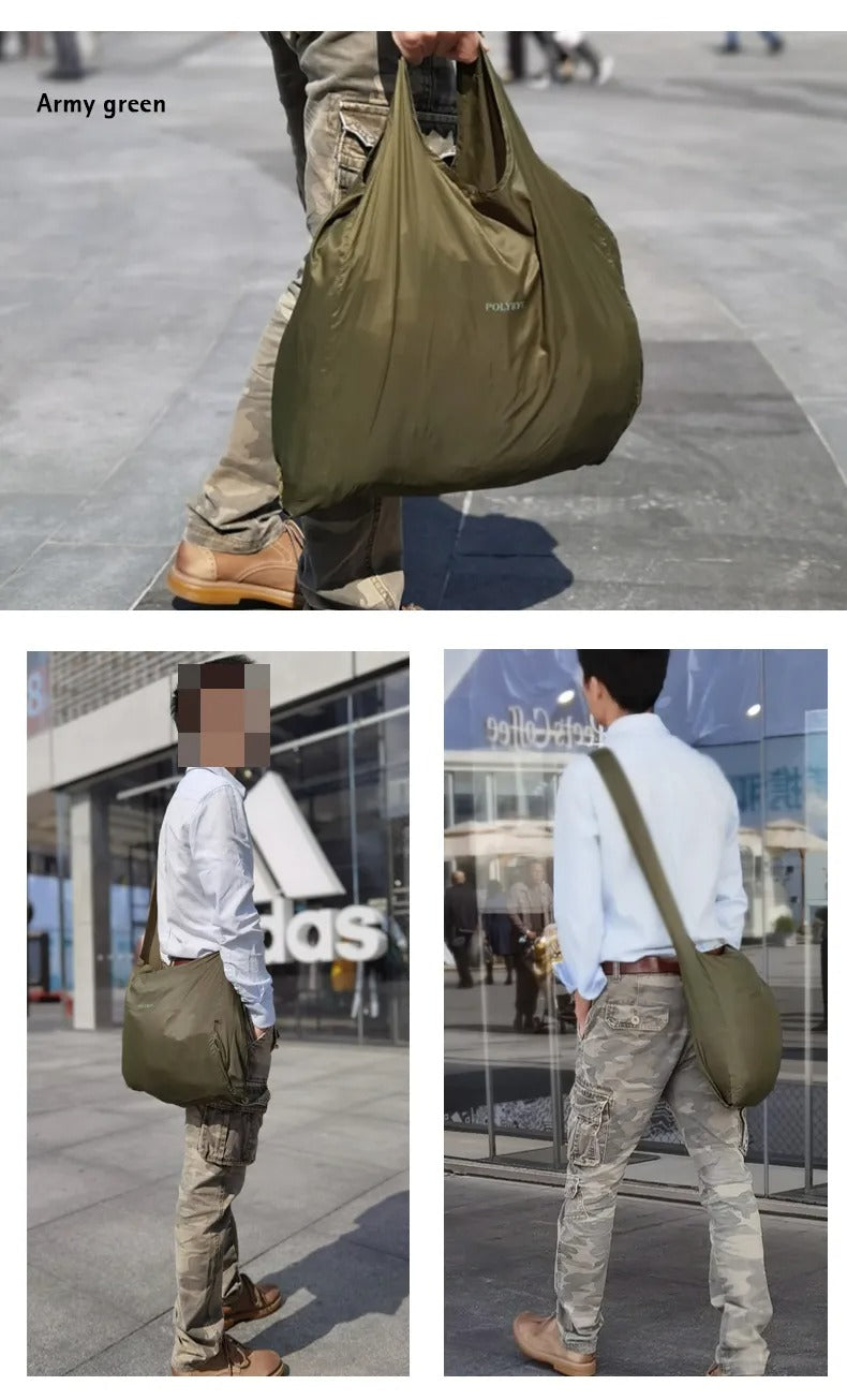Microbag Minimalist Olive Foldable Shoulder Bag